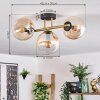 Gastor ceiling light, globe light 42 cm gold, black, 3-light sources