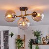 Gastor ceiling light, globe light 42 cm gold, black, 3-light sources