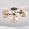 Gastor ceiling light, globe light 42 cm gold, black, 3-light sources