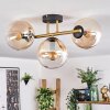 Gastor ceiling light, globe light 42 cm gold, black, 3-light sources