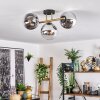 Gastor ceiling light, globe light 42 cm gold, black, 3-light sources