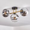 Gastor ceiling light, globe light 42 cm gold, black, 3-light sources