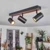 Gesteira ceiling light, ceiling spotlight Dark wood, black, 3-light sources