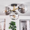 Gastor ceiling light, globe light 42 cm gold, black, 3-light sources