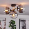 Gastor ceiling light, globe light 42 cm gold, black, 3-light sources