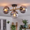 Gastor ceiling light, globe light 42 cm gold, black, 3-light sources