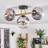 Gastor ceiling light, globe light 42 cm gold, black, 3-light sources