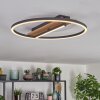 Hadel ceiling light LED Wood like finish, black, 1-light source