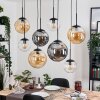 Gastor hanging light, globe light, pendant light Amber, clear, Smoke-coloured, 8-light sources