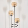 Koyoto globe light, floor lamp Dark wood, black, 3-light sources