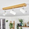 Gesteira ceiling light, ceiling spotlight chrome, Wood like finish, 3-light sources