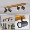 Gesteira ceiling light, ceiling spotlight Wood like finish, black, 4-light sources