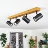 Gesteira ceiling light, ceiling spotlight Wood like finish, black, 4-light sources