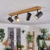 Gesteira ceiling light, ceiling spotlight Wood like finish, black, 4-light sources