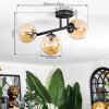 Chehalis ceiling light, globe light Amber, 3-light sources