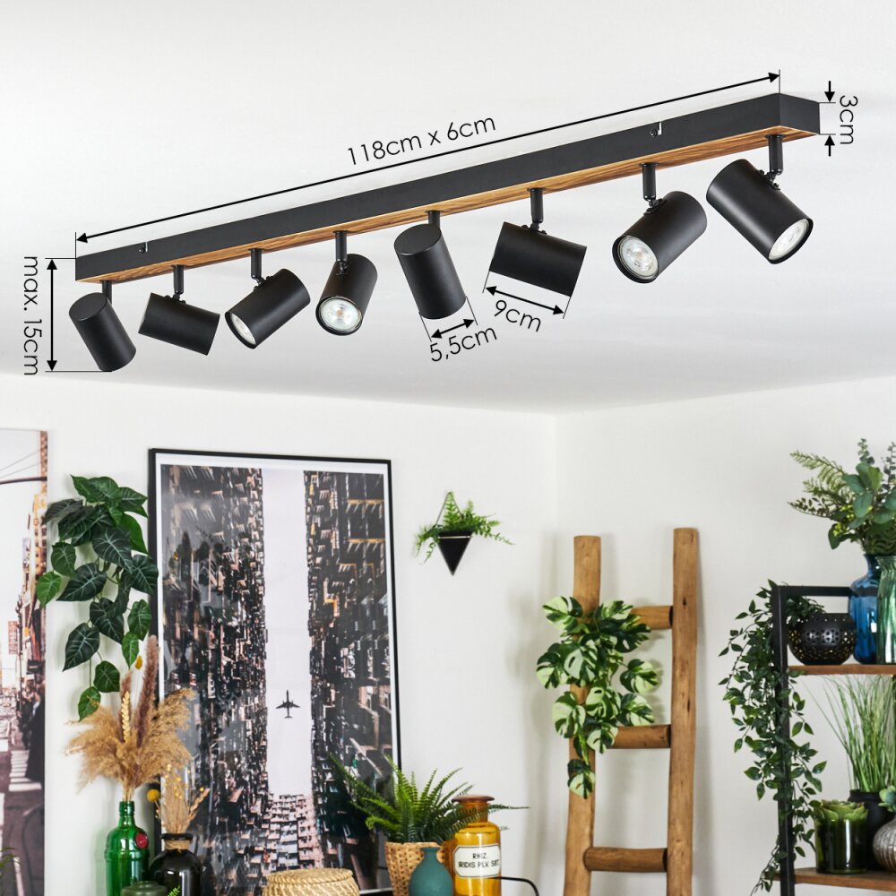 Gesteira ceiling light, ceiling spotlight Ecru, black, 8-light sources