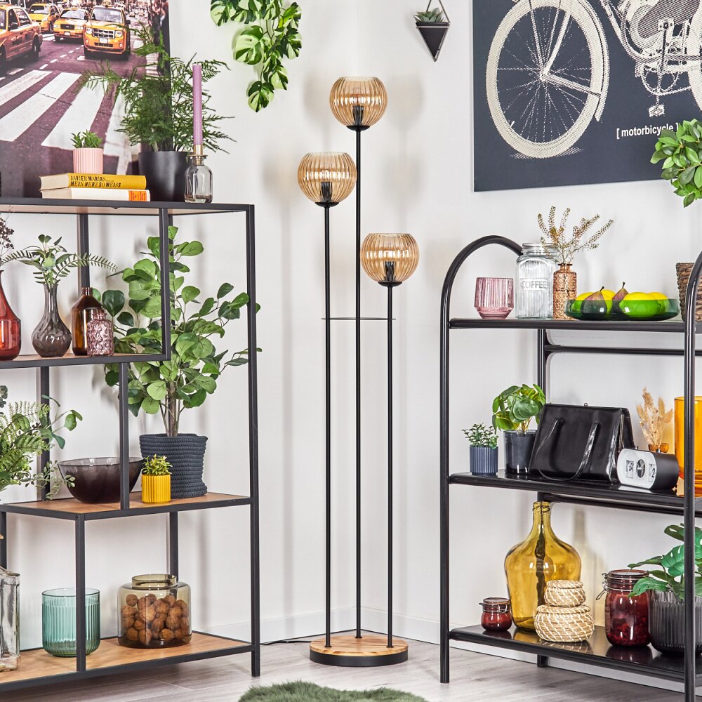Kyoto floor lamp Light wood, black, 3-light sources