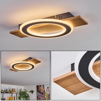 Besperia ceiling light LED Wood like finish, black, 1-light source