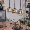 Ripoll hanging light, globe light, pendant light chrome, clear, Smoke-coloured, 3-light sources