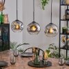 Ripoll hanging light, globe light, pendant light chrome, clear, Smoke-coloured, 3-light sources