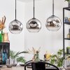 Ripoll hanging light, globe light, pendant light chrome, clear, Smoke-coloured, 3-light sources