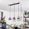 Ripoll hanging light, globe light, pendant light chrome, clear, Smoke-coloured, 3-light sources