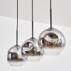 Ripoll hanging light, globe light, pendant light chrome, clear, Smoke-coloured, 3-light sources