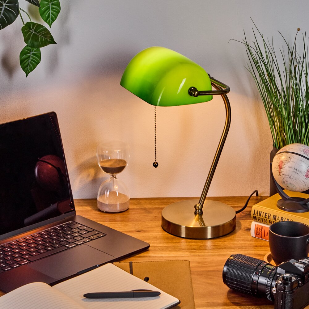 Tremoceira Banker lamp, desk lamp, table lamp antique brass, 1-light source