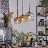 Koyoto hanging light, globe light, pendant light chrome, gold, clear, coppery, Smoke-coloured, 3-light sources