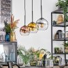 Koyoto hanging light, globe light, pendant light chrome, gold, clear, coppery, Smoke-coloured, 3-light sources