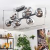 Gastor ceiling light, globe light chrome, clear, Smoke-coloured, 8-light sources