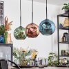 Ripoll hanging light, globe light, pendant light blue, green, coppery, 3-light sources