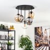 Gastor ceiling light, globe light 45 cm Amber, clear, Smoke-coloured, 5-light sources