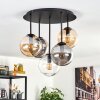 Gastor ceiling light, globe light 45 cm Amber, clear, Smoke-coloured, 5-light sources