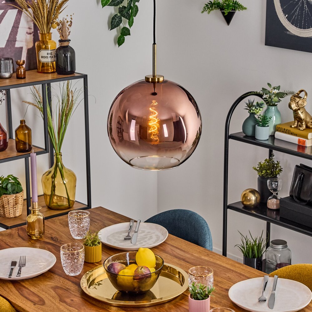 Koyoto hanging light, globe light, pendant light gold, black, 1-light source main product photo