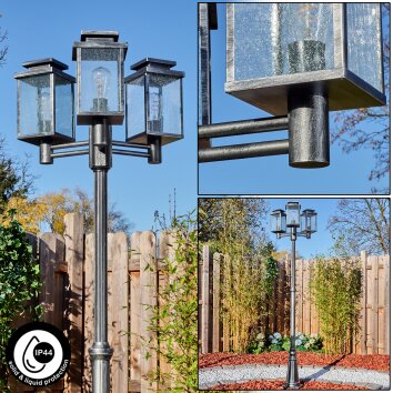 Tieva lamp post, path light black, silver, 3-light sources