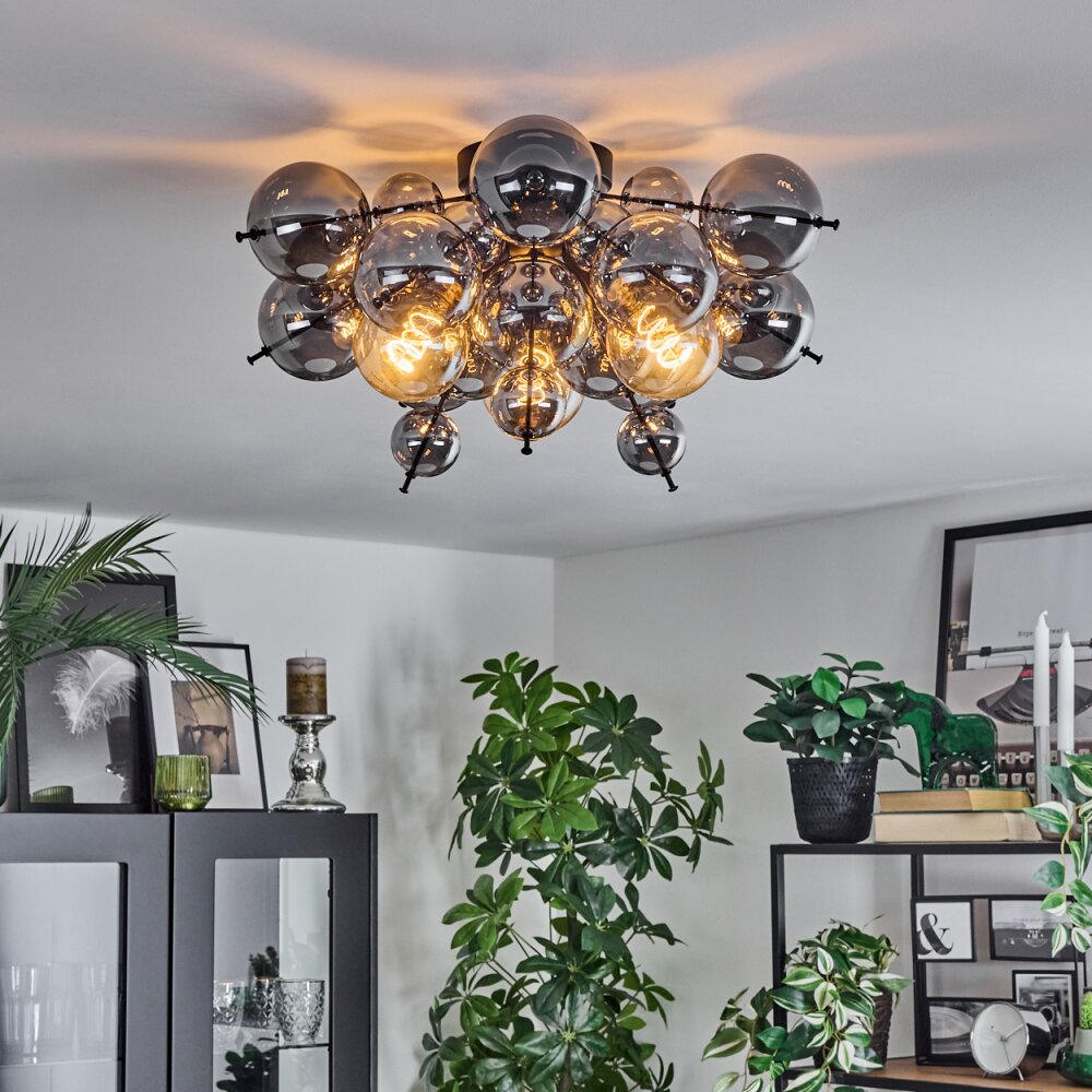 Milheiros ceiling light, globe light Smoke-coloured, 3-light sources