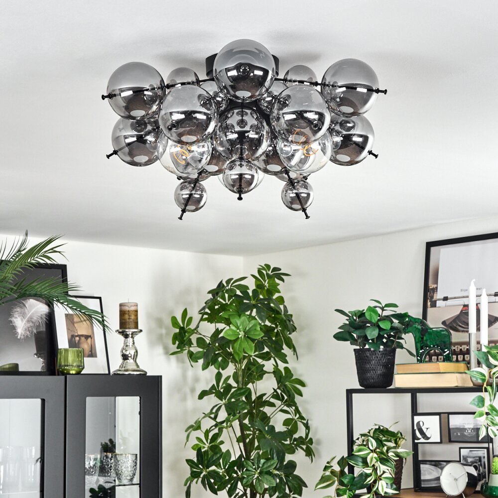 Milheiros ceiling light, globe light Smoke-coloured, 3-light sources