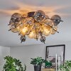 Milheiros ceiling light, globe light Amber, Smoke-coloured, 3-light sources