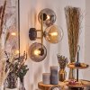 Gastor globe light, wall light gold, black, 3-light sources