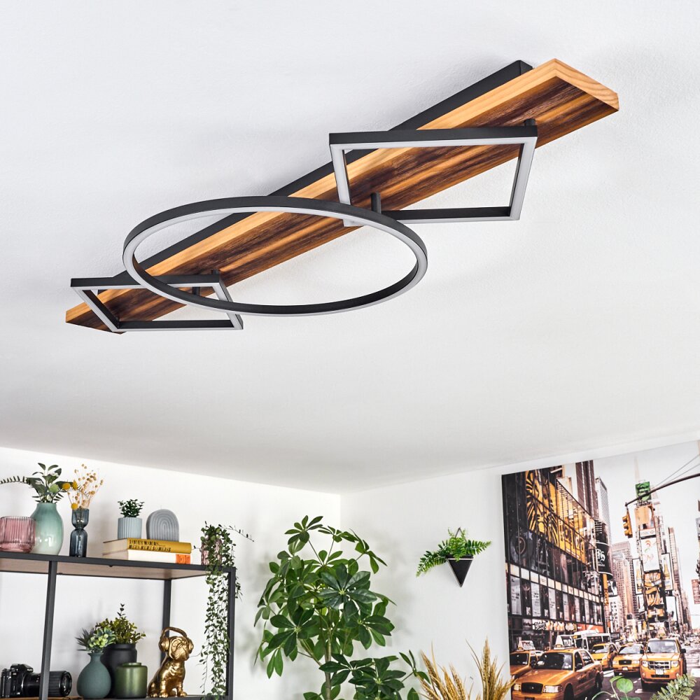 Pompu ceiling light LED Dark wood, black, 1-light source