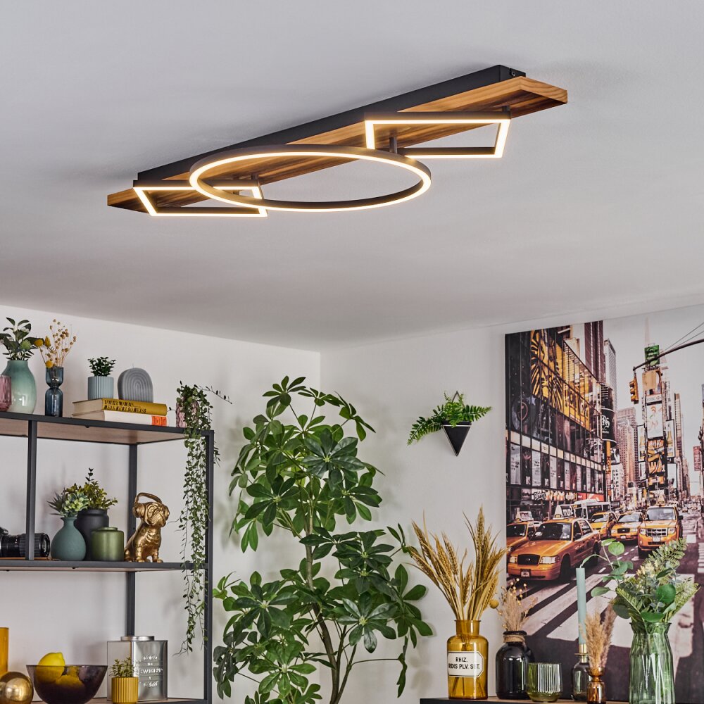 Pompu ceiling light LED Dark wood, black, 1-light source