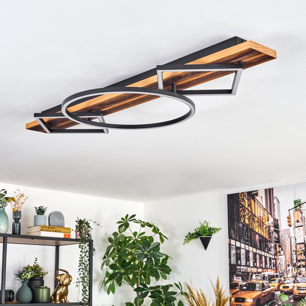 Pompu ceiling light LED Dark wood, black, 1-light source