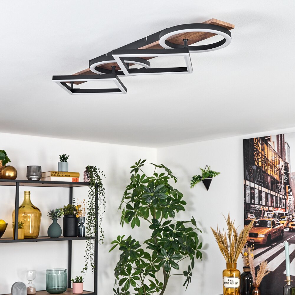 Cascada ceiling light LED brown, Wood like finish, black, 1-light source