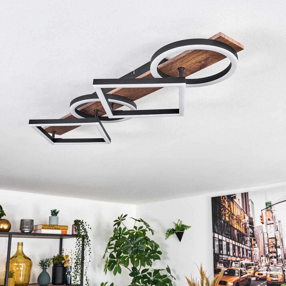 Cascada ceiling light LED brown, Wood like finish, black, 1-light source