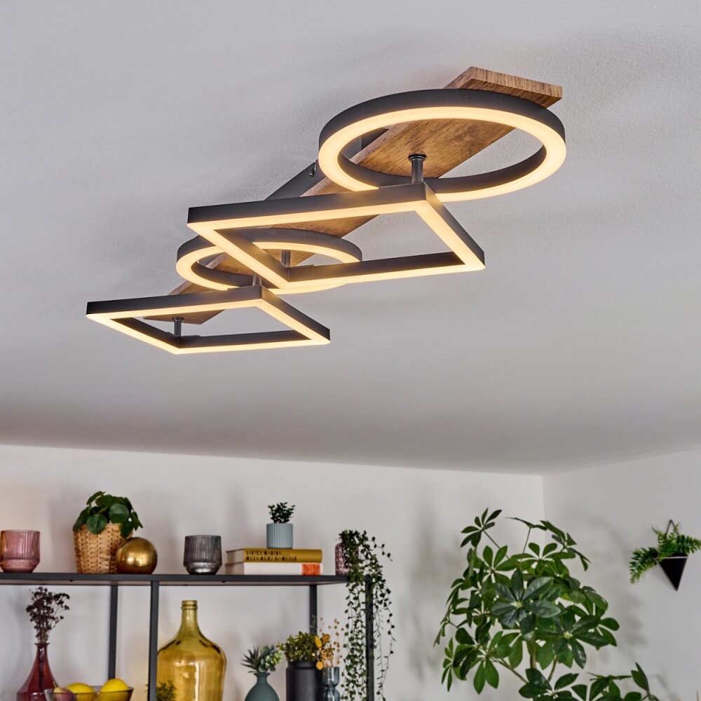 Cascada ceiling light LED brown, Wood like finish, black, 1-light source