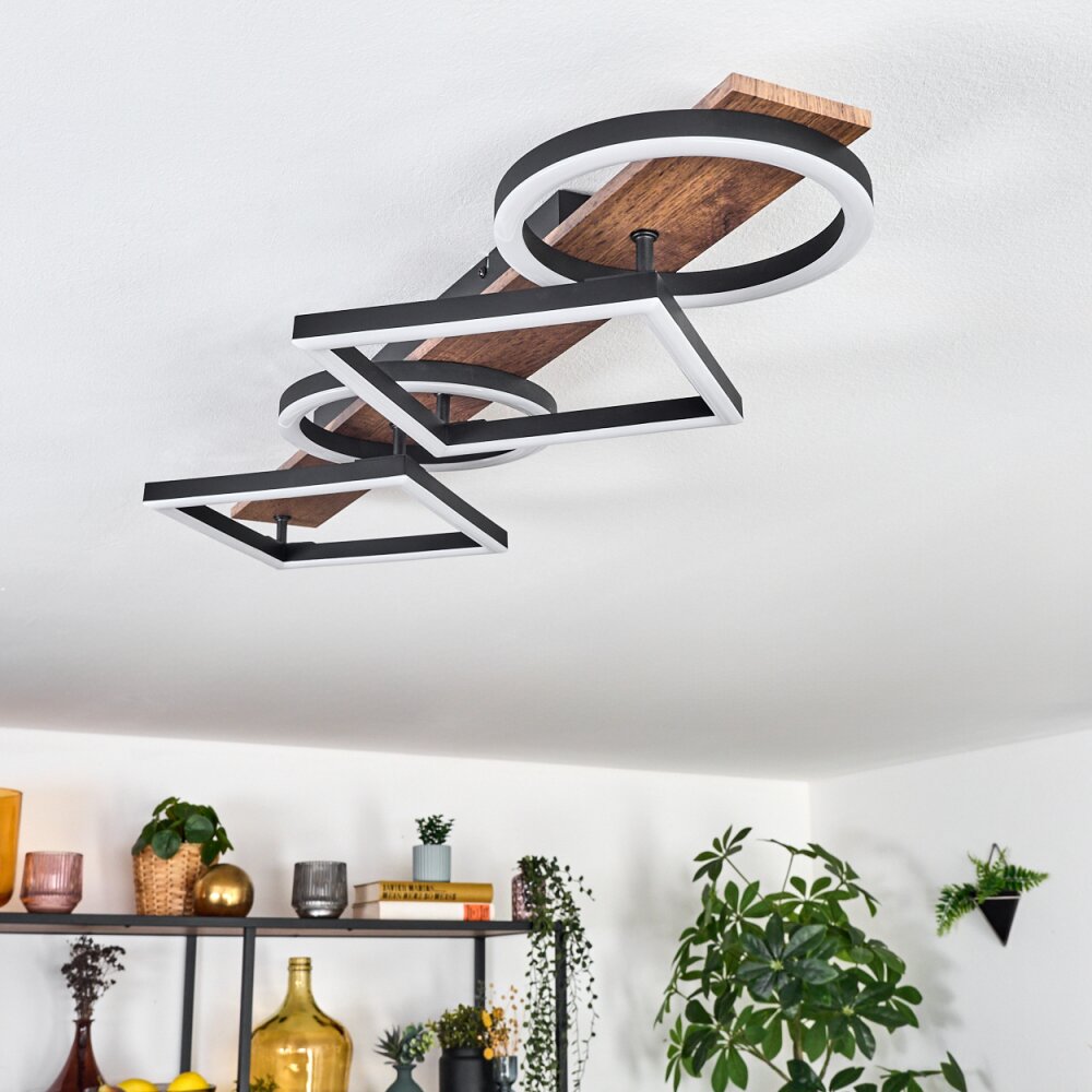Cascada ceiling light LED brown, Wood like finish, black, 1-light source