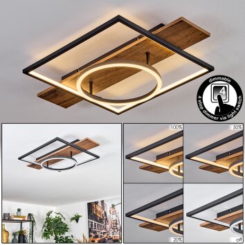 Pompu ceiling light LED brown, Wood like finish, black, 1-light source