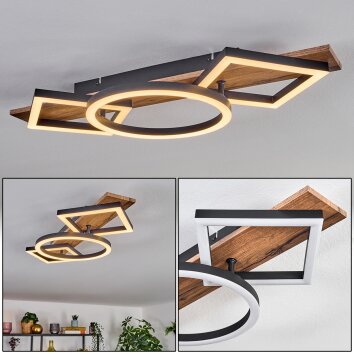 Cascada ceiling light LED brown, Wood like finish, black, 1-light source