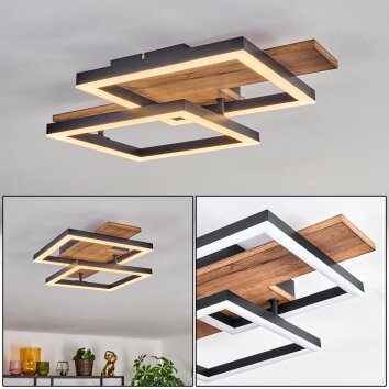 Narangera ceiling light LED brown, Wood like finish, black, 1-light source